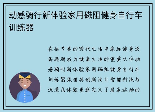 动感骑行新体验家用磁阻健身自行车训练器