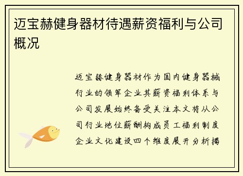 迈宝赫健身器材待遇薪资福利与公司概况